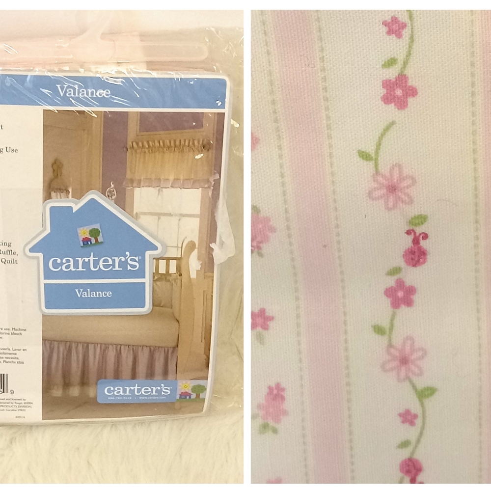 Carters Just One Year Pink Floral Valance 14"x88" New In Package